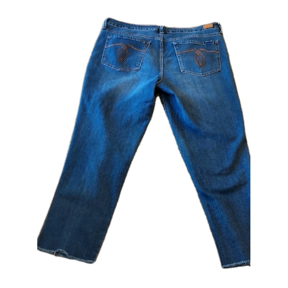 Seven7 Mid Rise Jeans Women Size 14 Raw Esge Blue Denim - Picture 4 of 5